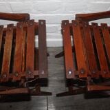 2 wooden folding chairs