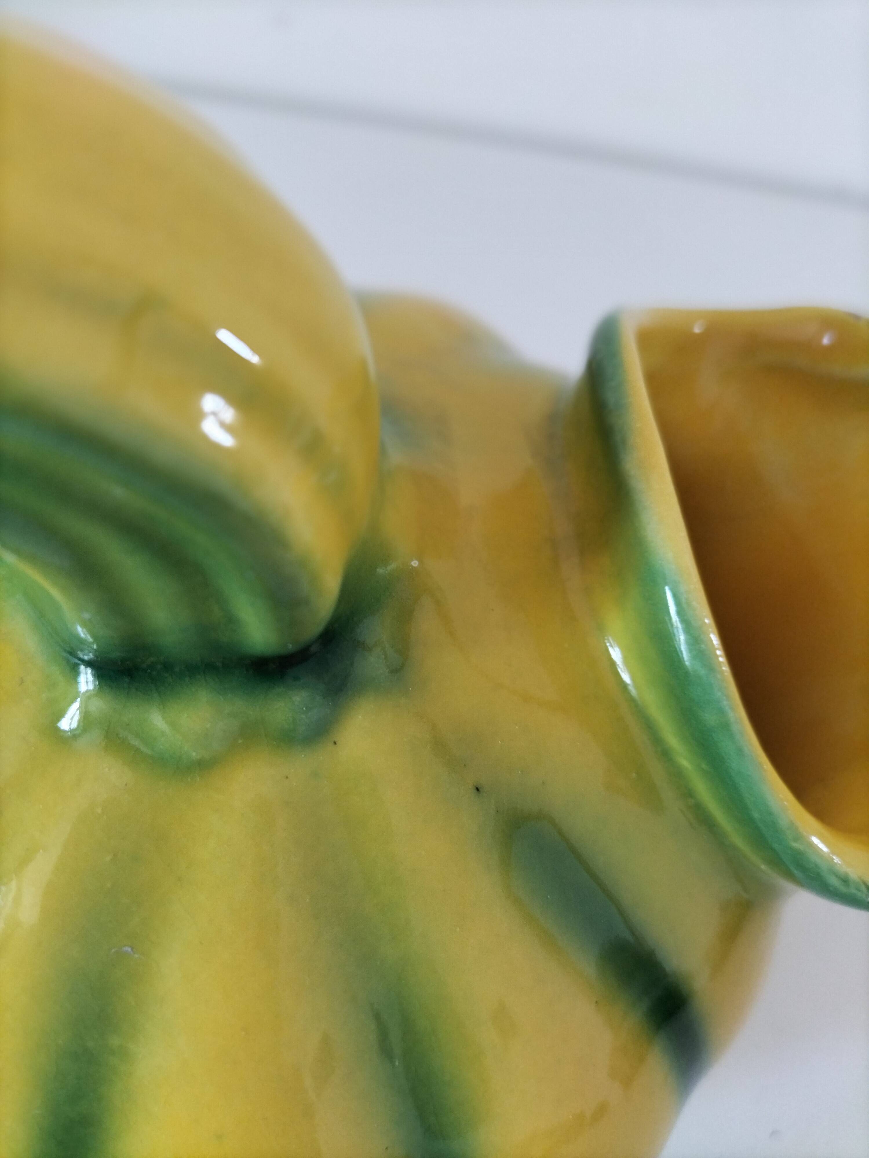 Jug melon in yellow and green majolica