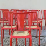 Series of 12 Tolix bistro chairs by Xavier Pauchard model T4 - 1950s