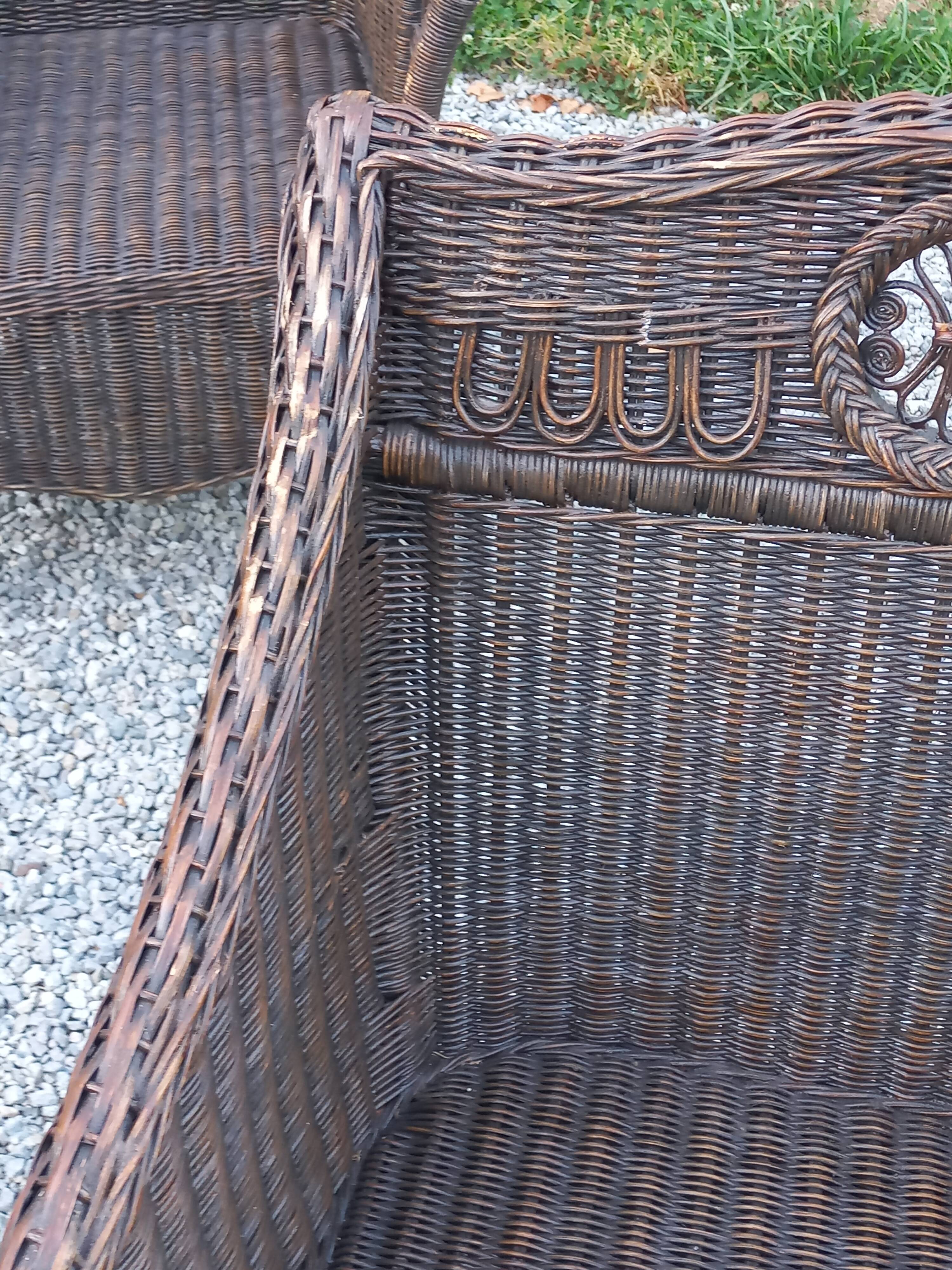 Set de 3 fauteuils en rotin des années 70