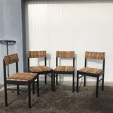 Set of four tweed chairs