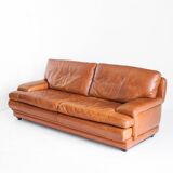 Vintage three-seater leather sofa. Edition by Roche Bobois. France, 70s-80s