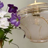 Vintage white and gold art deco globe pendant light