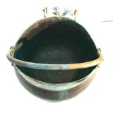 Cache pot ancient copper and porcelain