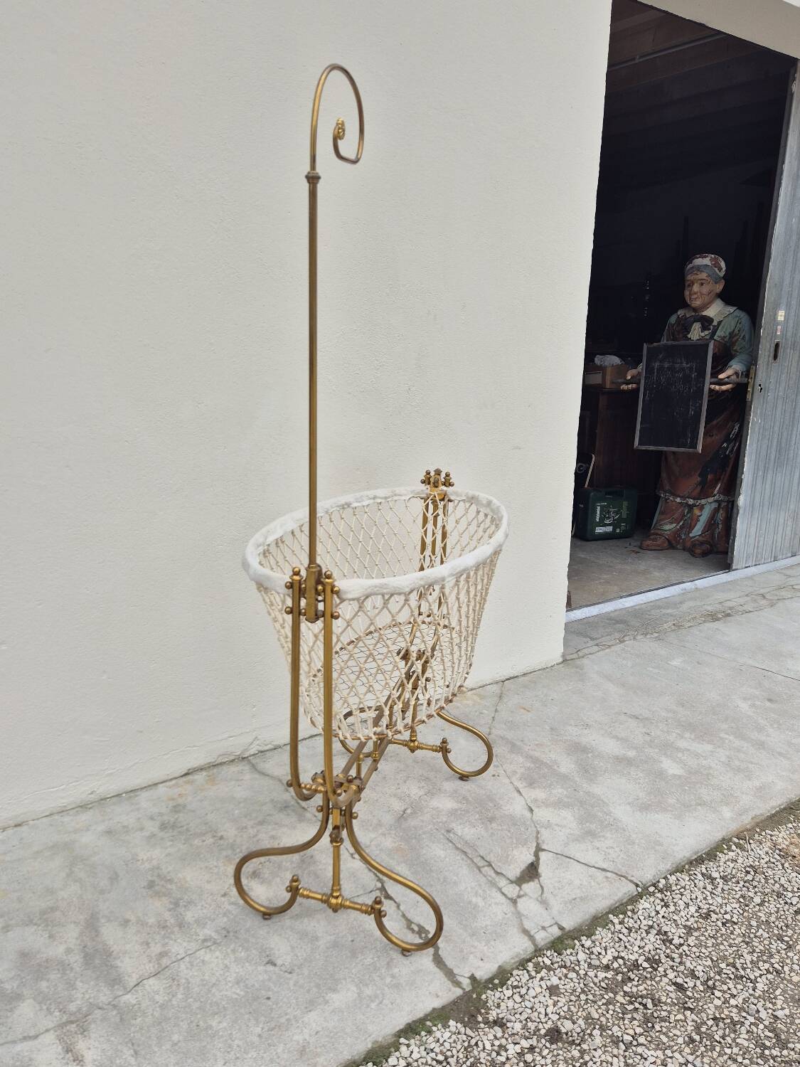 19th century brass rocking cradle from a castle