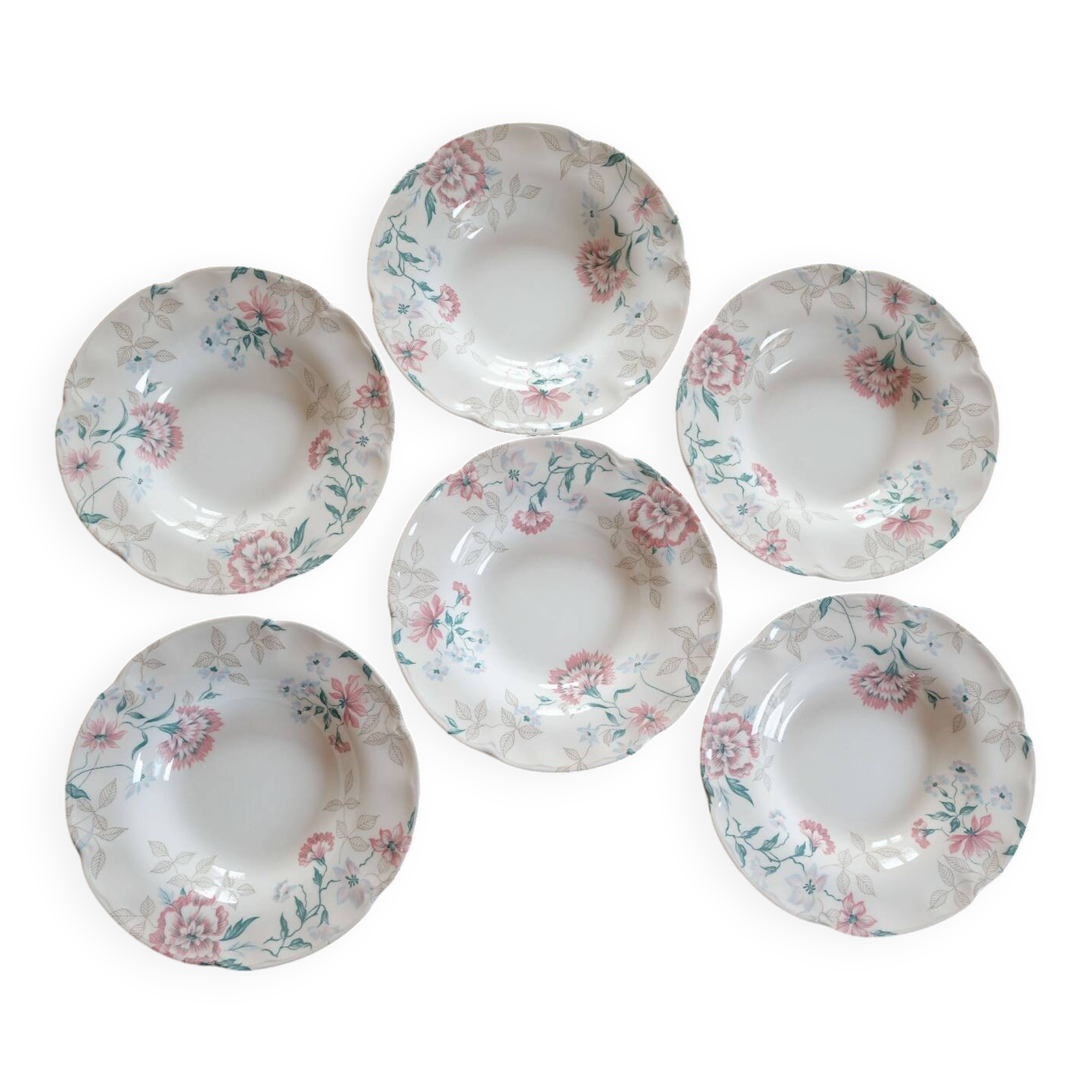 set of 6 deep plates English earthenware Johnson Brothers