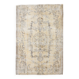 Tapis turc doux en laine fait main jaune pâle 5x8, 159x238 cm SK 5244