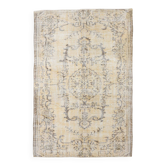 Tapis turc doux en laine fait main jaune pâle 5x8, 159x238 cm SK 5244