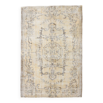 5x8 Pale Yellow Handmade Wool Soft Turkish Rug, 159x238Cm SK 5244