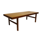 Table basse en teck avec feuille d'extension noire, design danois, années 1960.