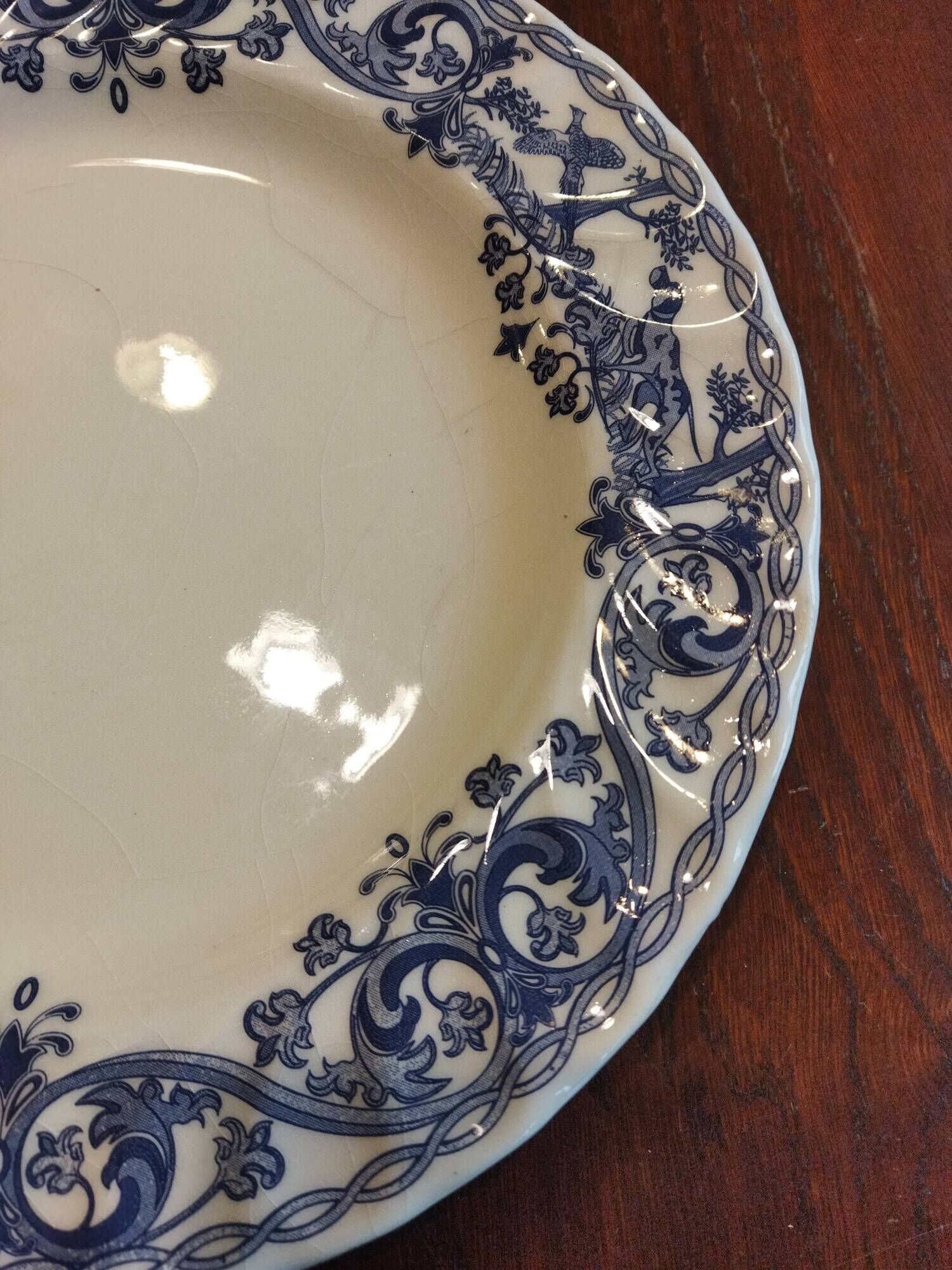8 blue & white dinner plates (Royal Tudor Gien Lunéville Ceraminter)
