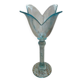 Glass tulip candle holder on stand