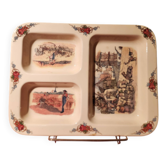 Obernai compartment dish Sarreguemines signed Loux