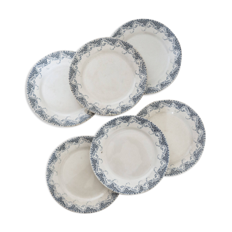 6 assiettes à dessert en terre de fer Sarreguemines modèle Luchon
