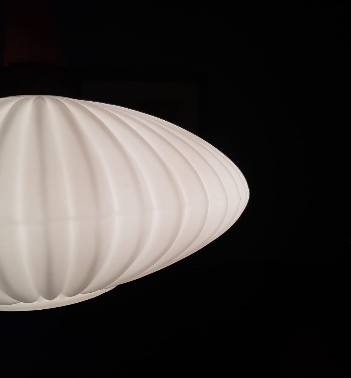 Seventies pleated glass pendant light, space, Danish design