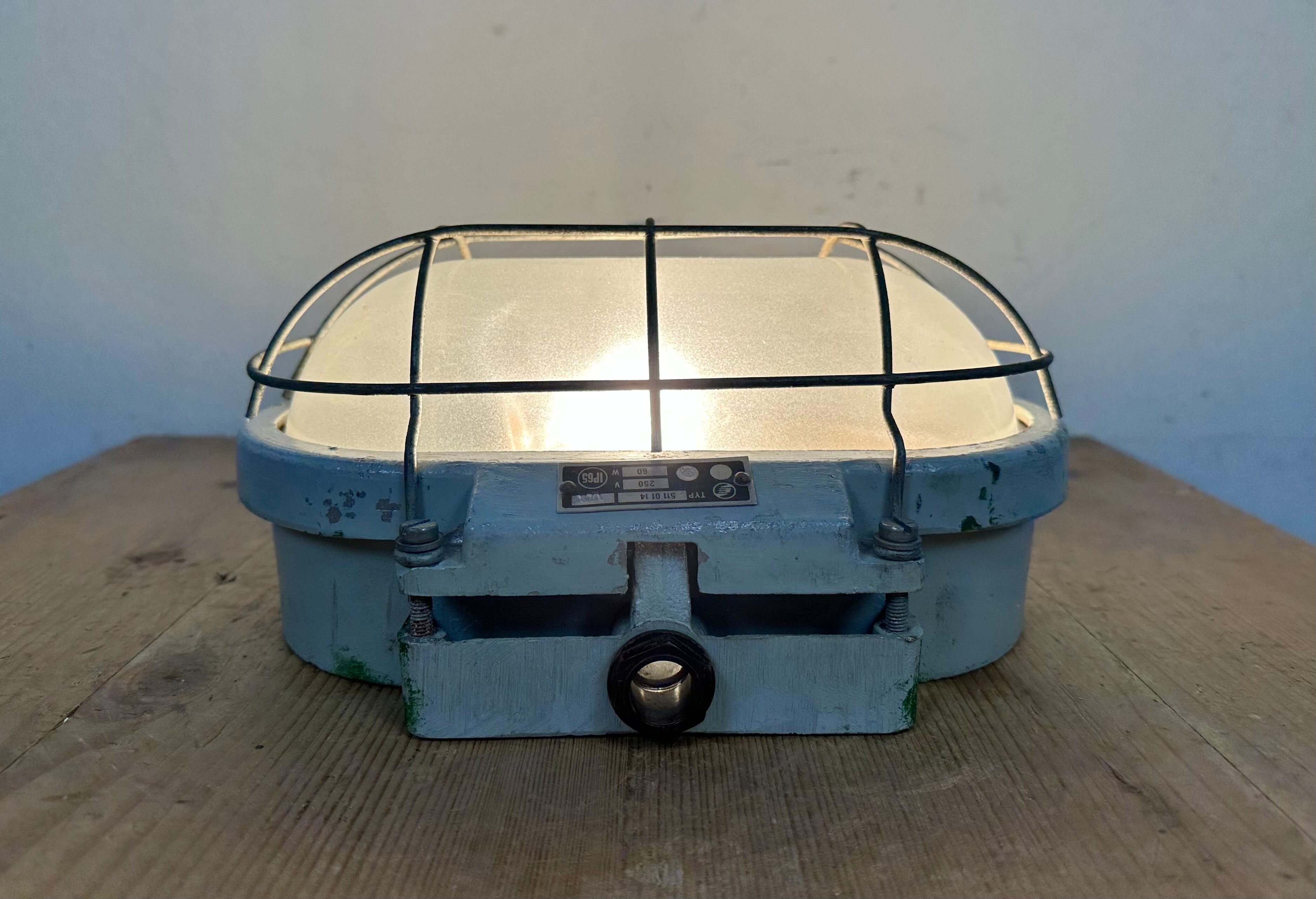 Industrial Cast Aluminium Wall Light with Milk Glass from Elektrosvit, 1970s