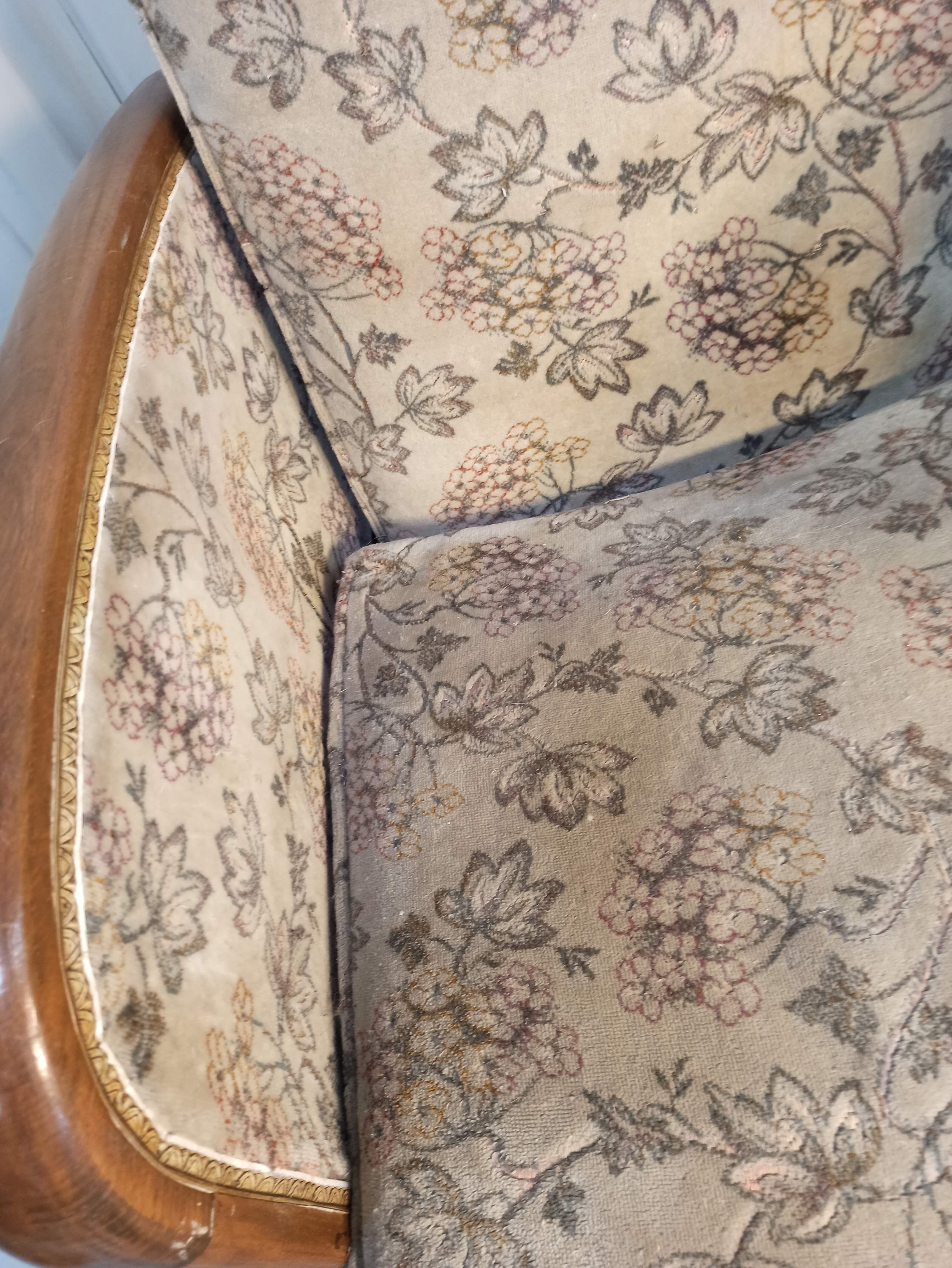 Art Deco armchair with system - original floral velvet fabric