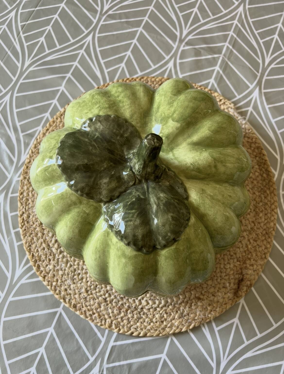 Vintage pumpkin-shaped soup tureen - decorative ceramic piece
