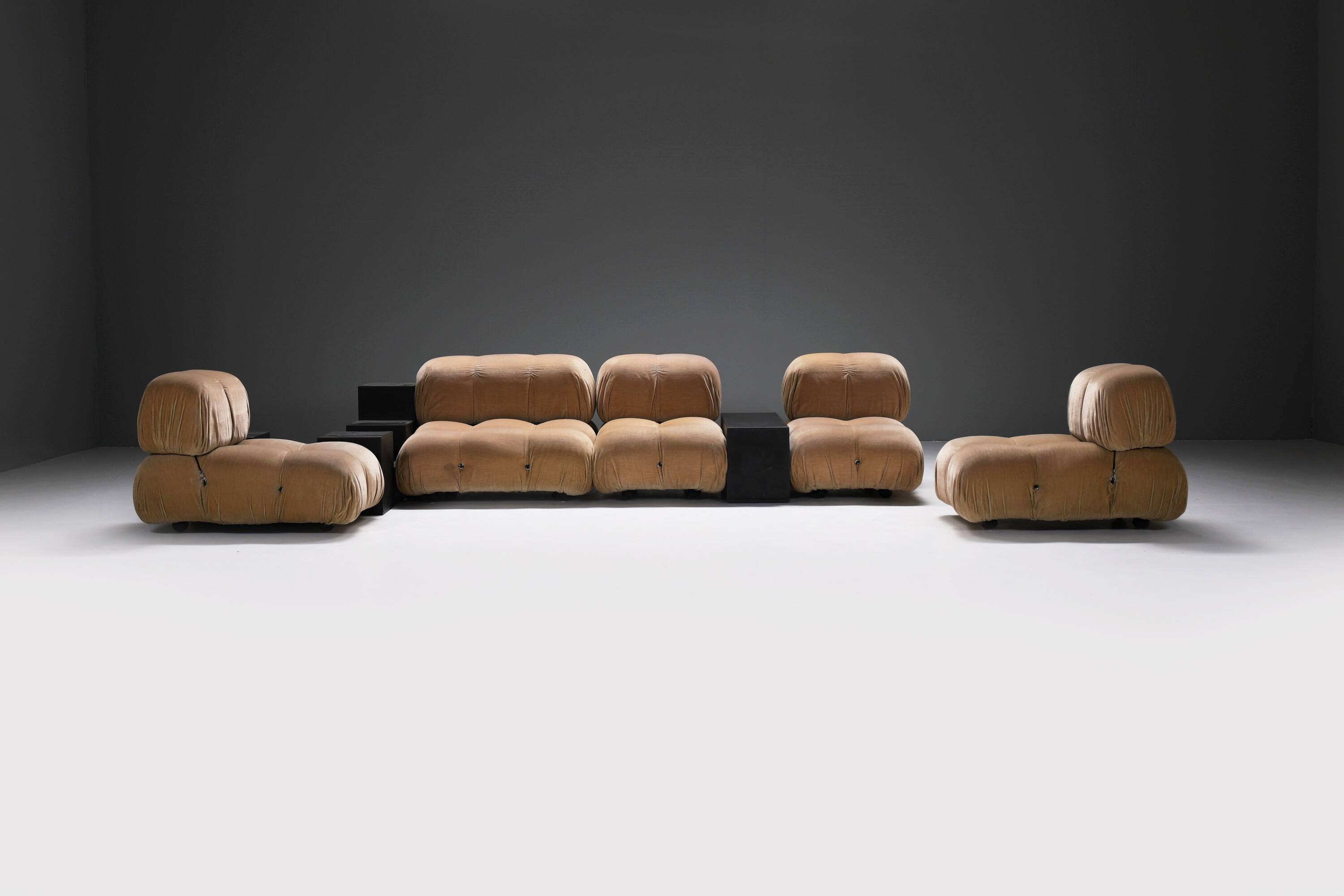 Vintage Camaleonda set & 3 Gli Scacchi tables by Mario Bellini for C & B Italia