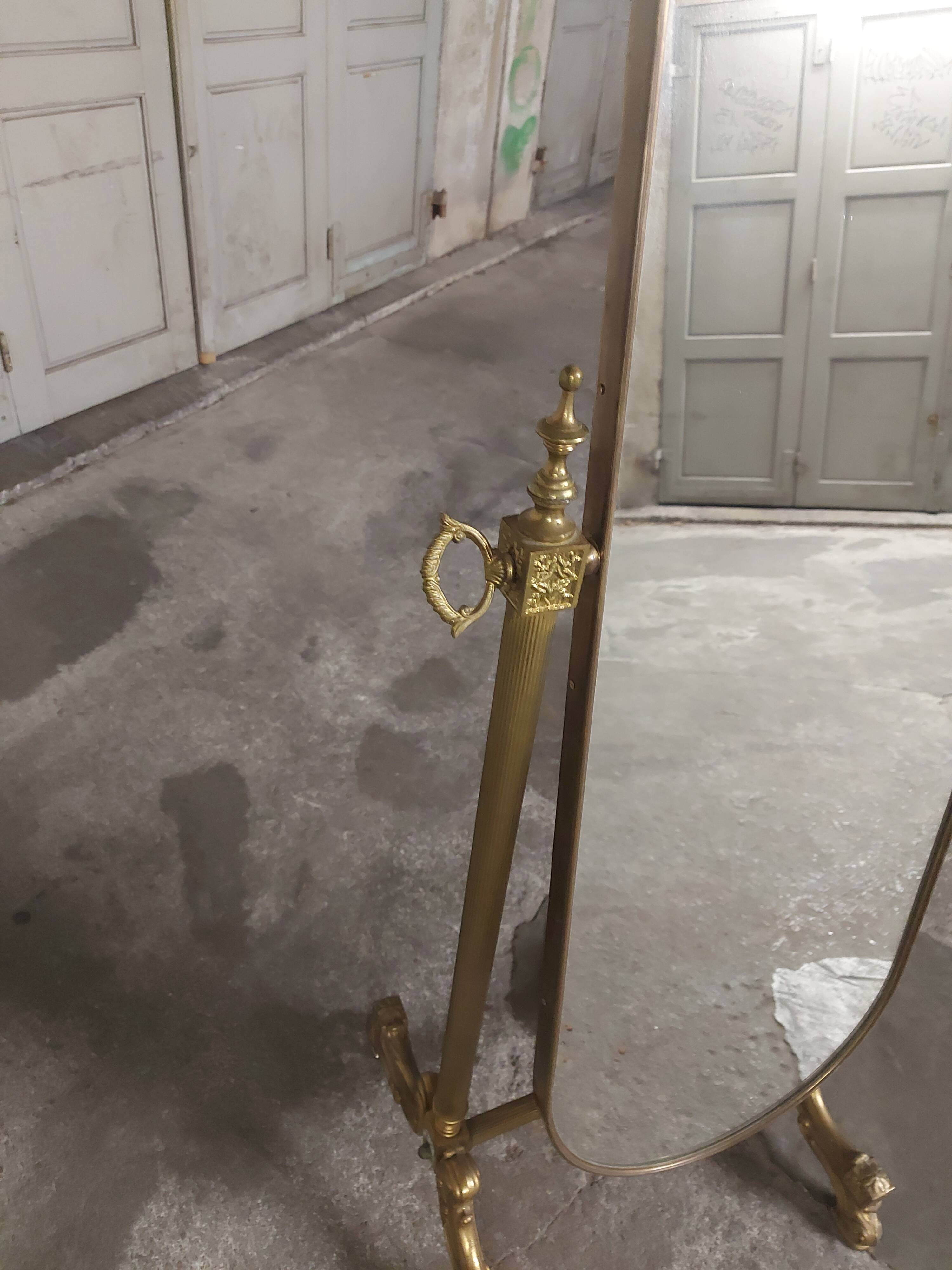 Psyche mirror in vintage gilded bronze