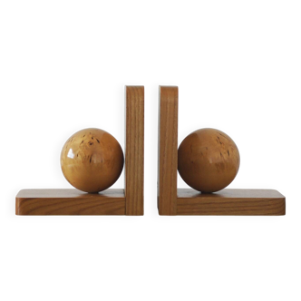 Serre-livres en bois du milieu du siècle, années 1930, lot de 2