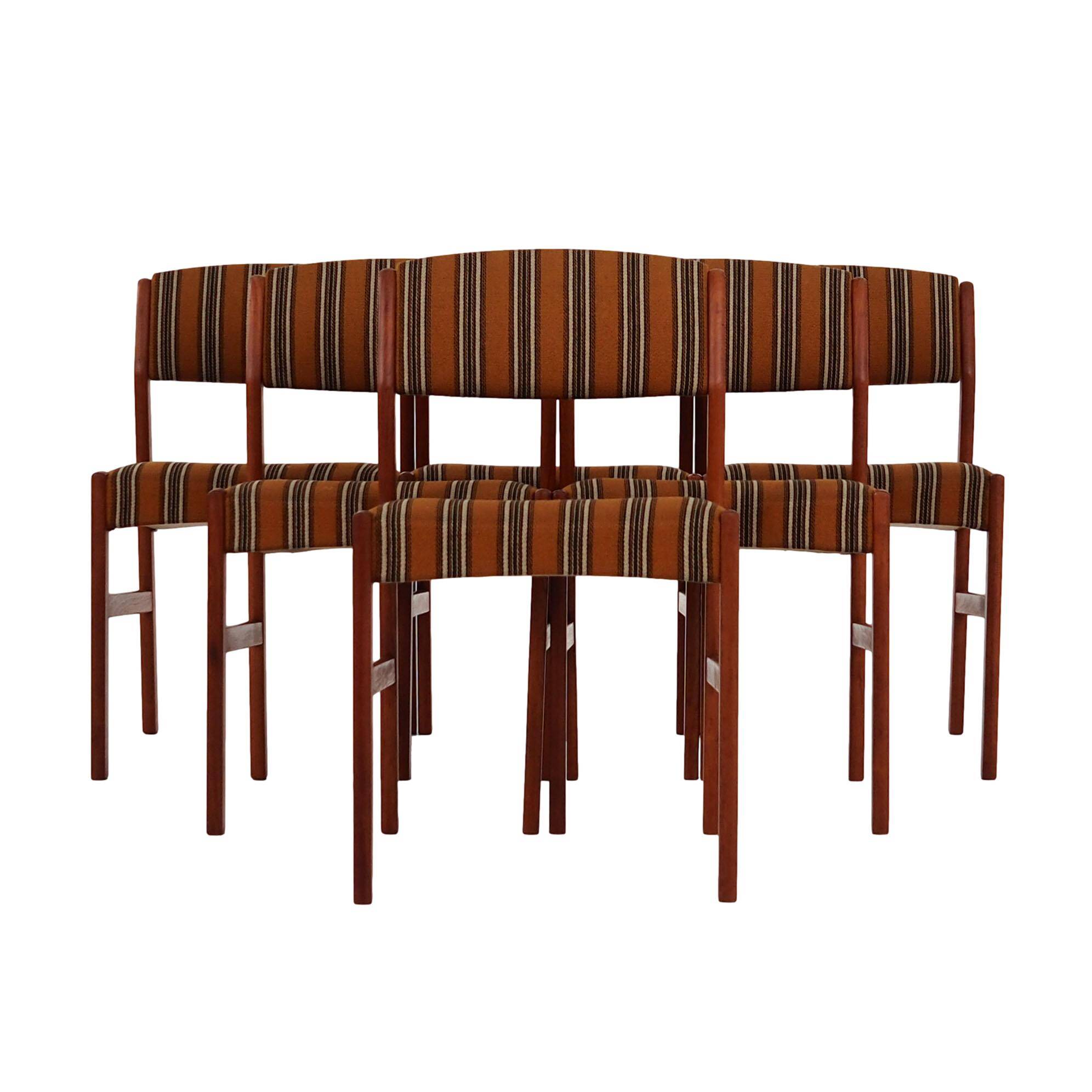 Set of six teak chairs, Danish design, 1970s, production: Denmark