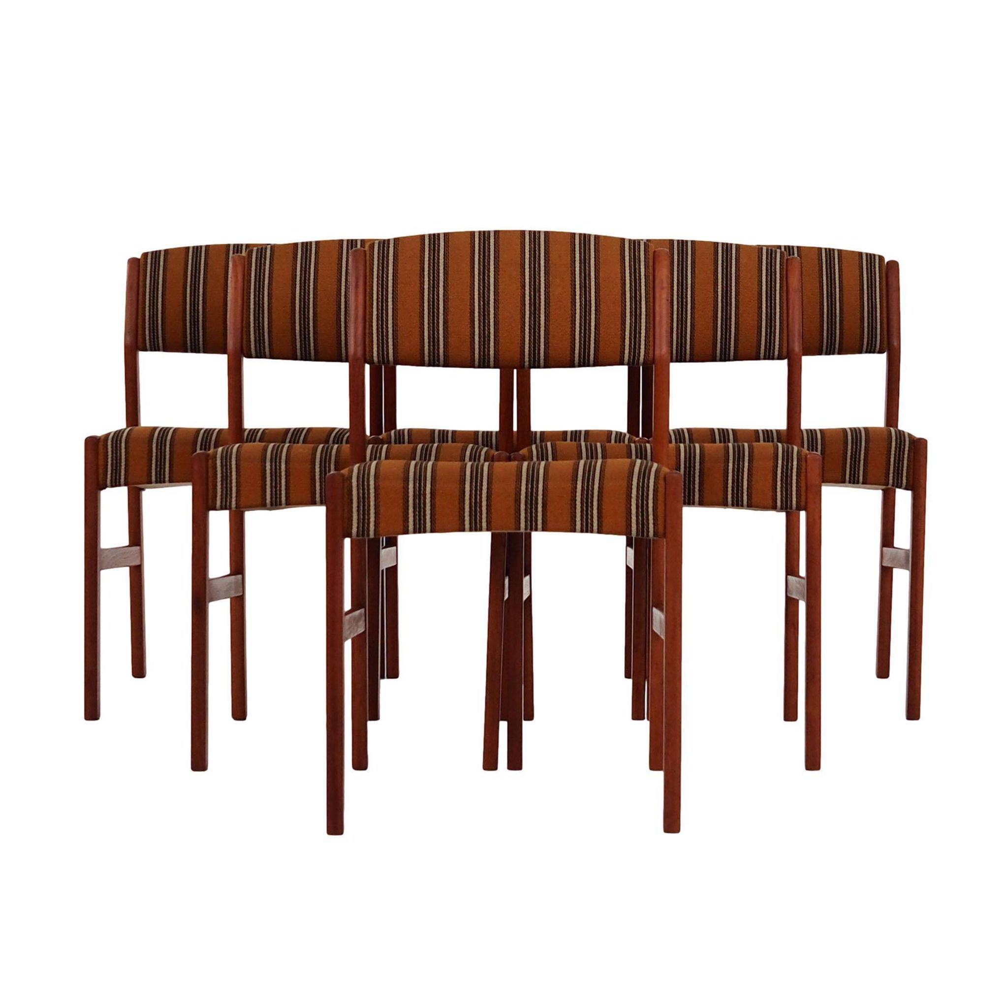 Set of six teak chairs, Danish design, 1970s, production: Denmark