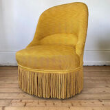 Toad armchair in gilded ribbed canvas