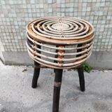 Wood and rattan stool