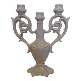 candelabra / 3-branched candle holder in cracked ceramic
