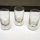 3 old transparent glass foot glasses