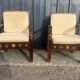 Paire de fauteuils marocains bois vintage