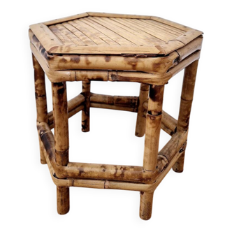 Vintage bamboo stool, plant stand