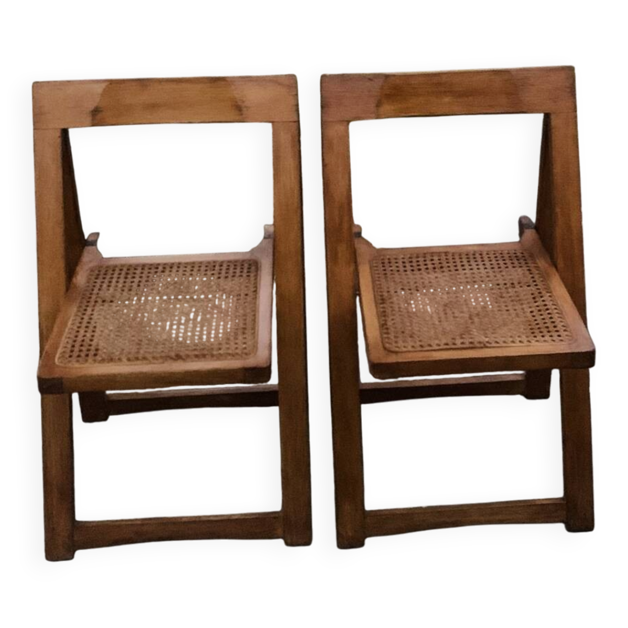 Chaises pliantes bois et cannage