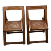 Folding chairs made of wood and cane