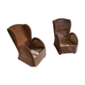 Pair of vintage rattan armchairs, wicker