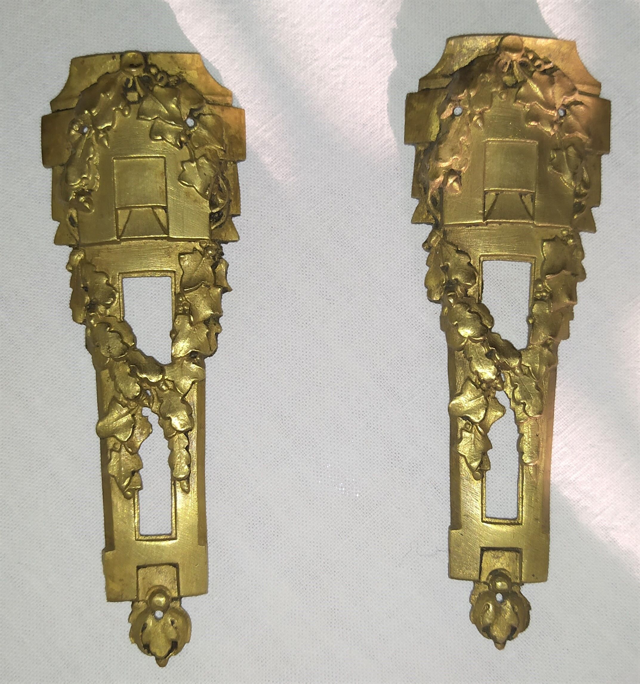 Pair of brass falls ornaments Louis XVI style -Bronze