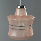 Vintage Italian Chrome and Pink Glass Pendant Lamp