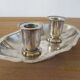 Double candle holder in silver metal signed Plasait years 30 - 40