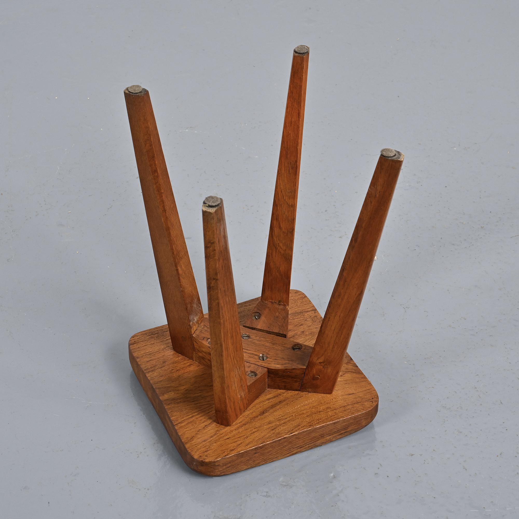 Solid oak stool, French craftsmanship, 1950s.