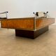 Old Italian design coffee table from the 70s in elm burl and metal / Willy Rizzo