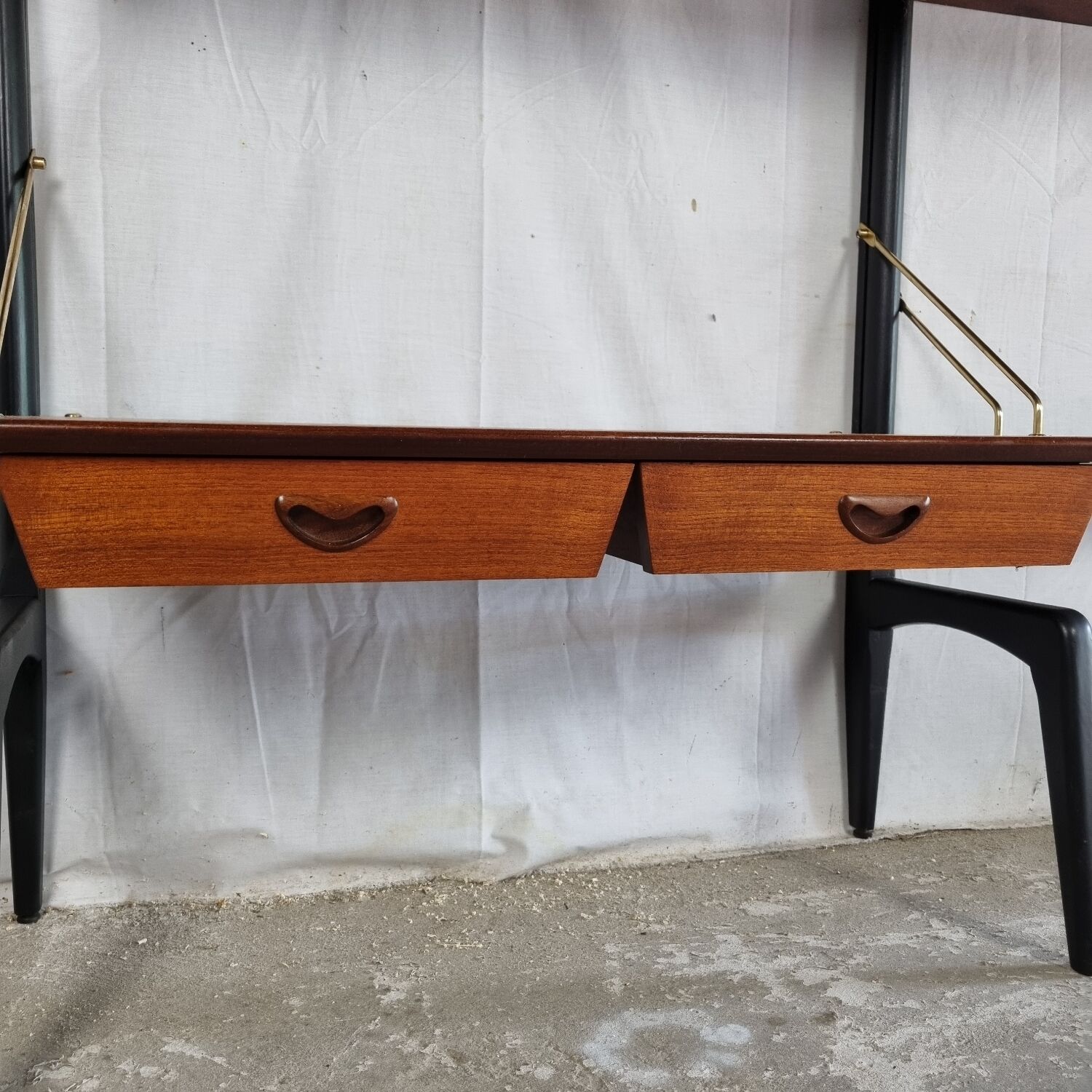 Mid-Century Modern Free Standing Teak Wall Unit by Louis van Teeffelen for WéBé