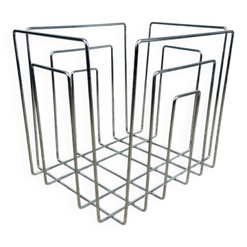 Chrome metal magazine rack in the style of Willy Glaeser TMP, 1980s.