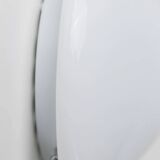 2 Vintage Murano Glass Lamps - White Opaline with Black Inset, Wall/Ceiling, 1980s Memphis Design