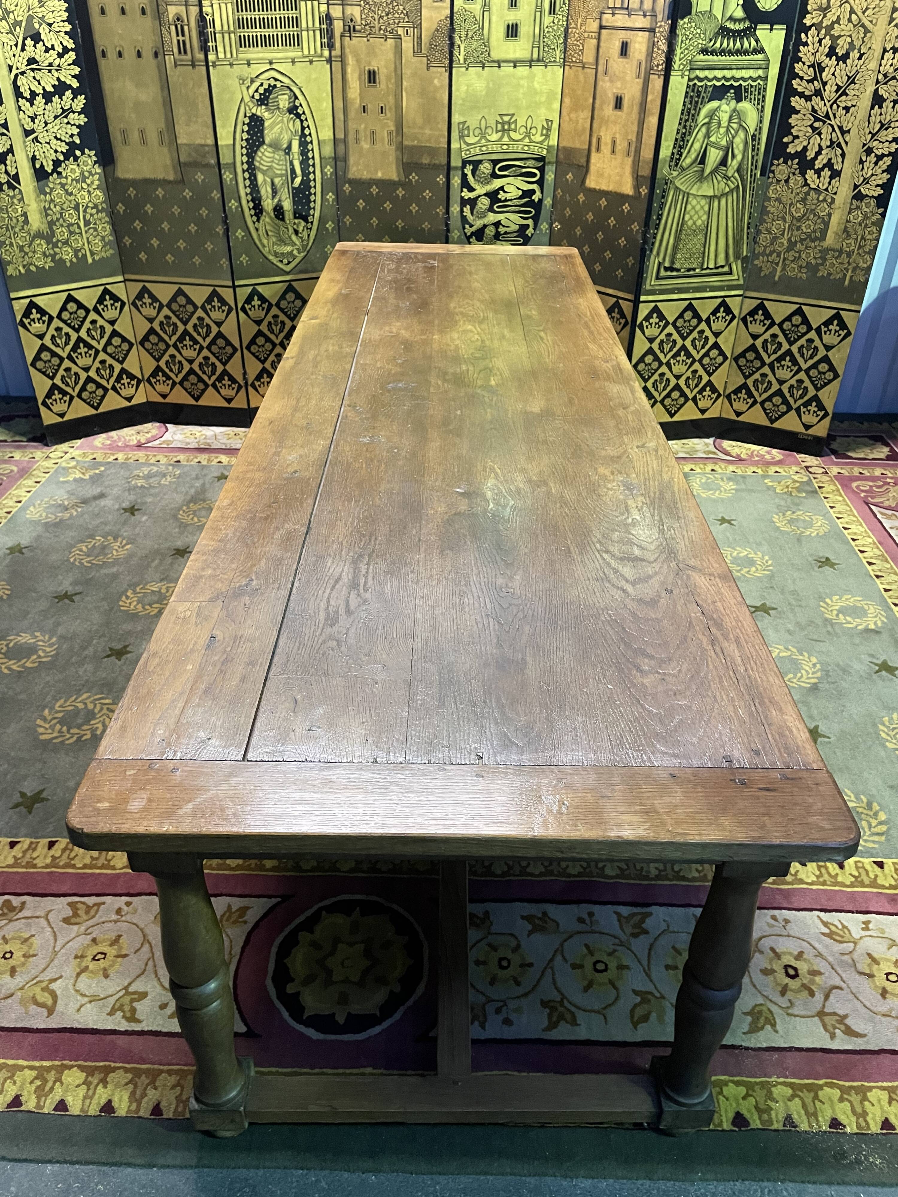Louis XIII style oak farmhouse table
