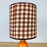 Orange lamp 70's turned wood