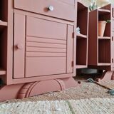 Pair of art deco bedside tables renovated Red ochre