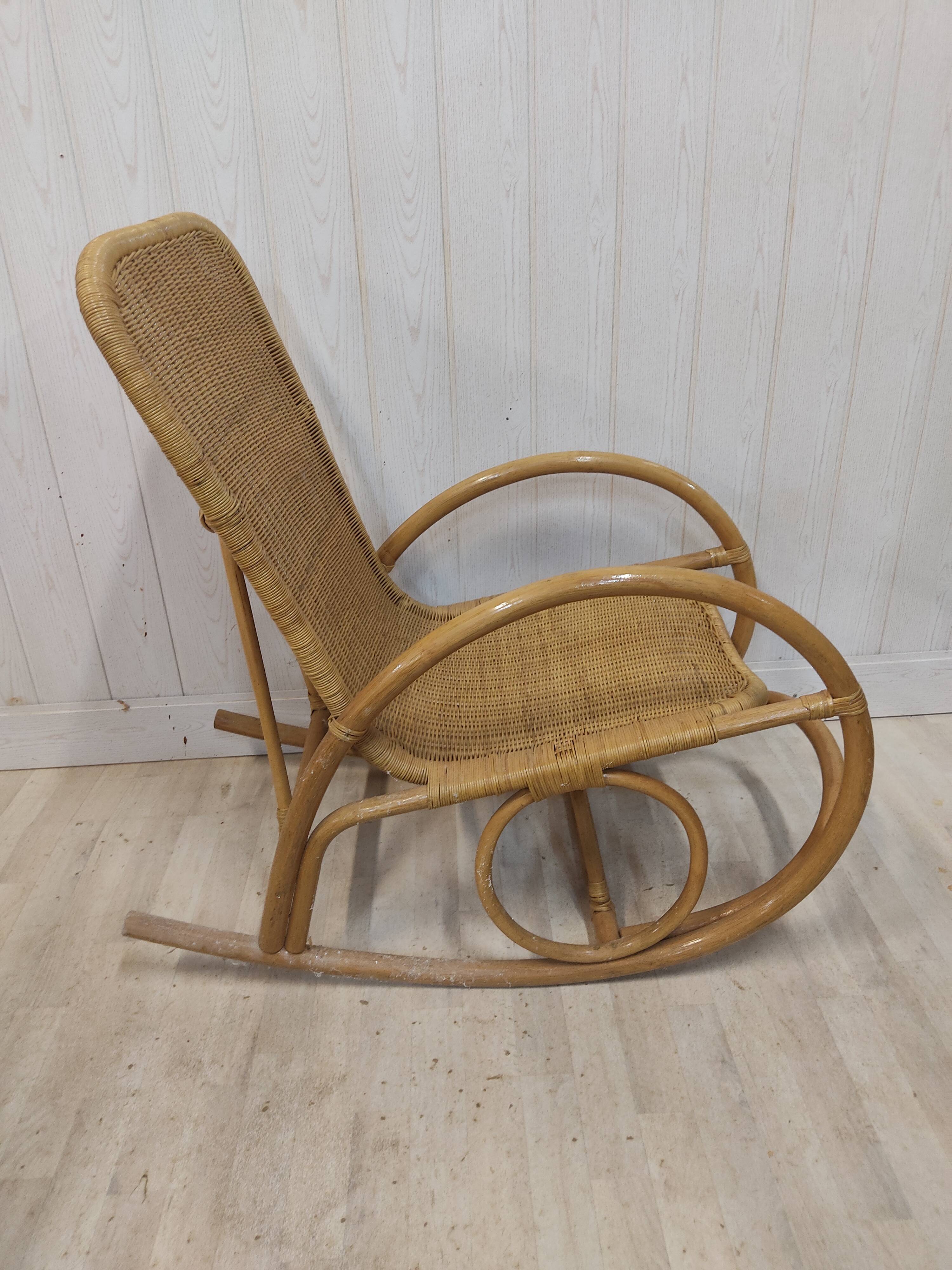 Rocking flesh adult wicker and bamboo