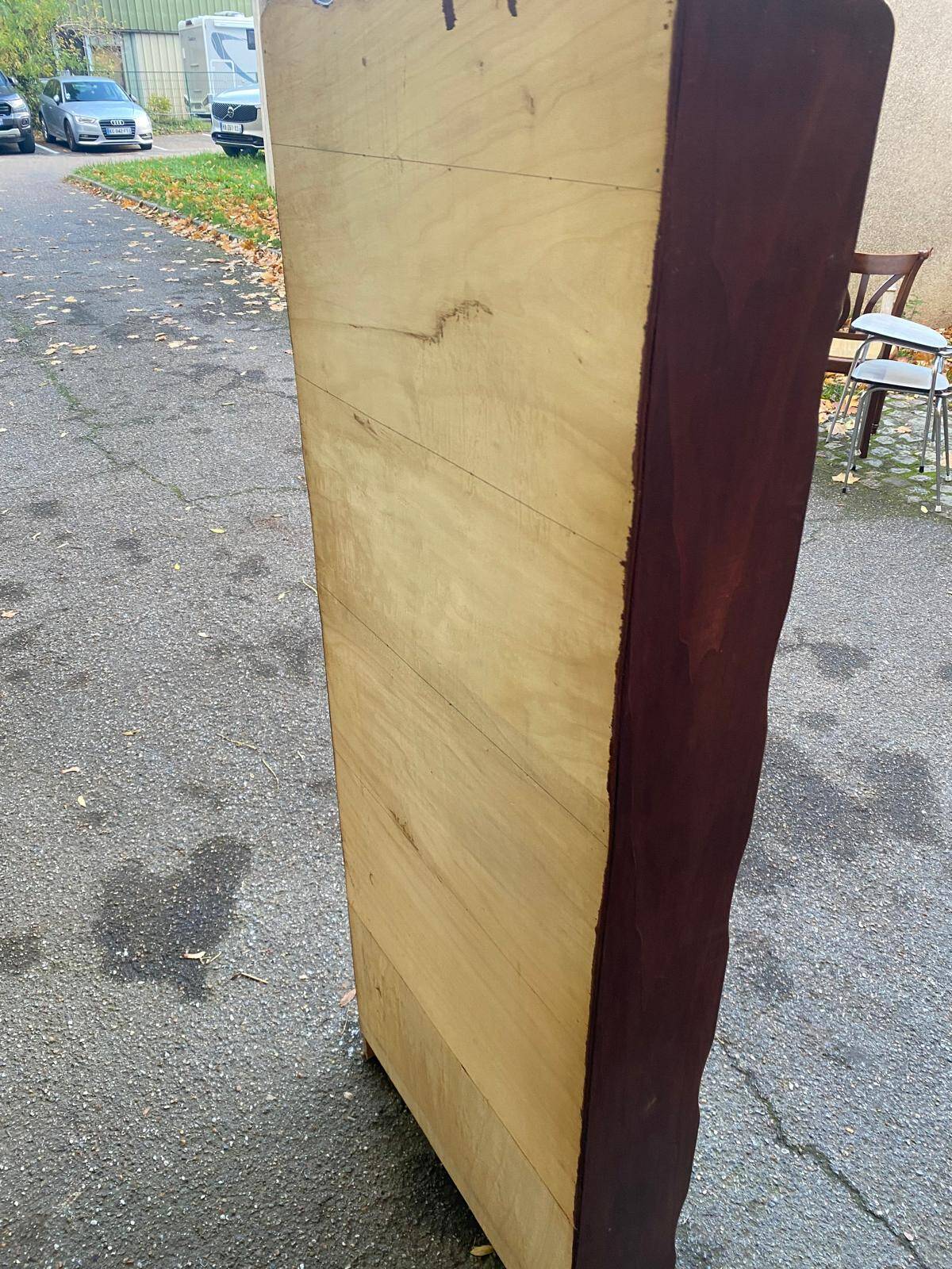 Shallow Scandinavian wooden shelf from the 1960s