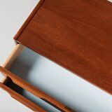Midcentury Danish chest of 6 drawers in teak 1960s - long drawer handle with 2 handles